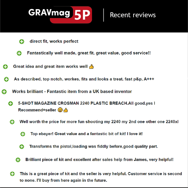 GRAVmag 5P Magazine For Crosman 2240 2250b 1322 362 2289 Drifter | Works on Plastic Breech |
